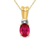2/3 Carat (ctw) Natural Ruby Solitaire Pendant Necklace in 14K Yellow Gold with Chain